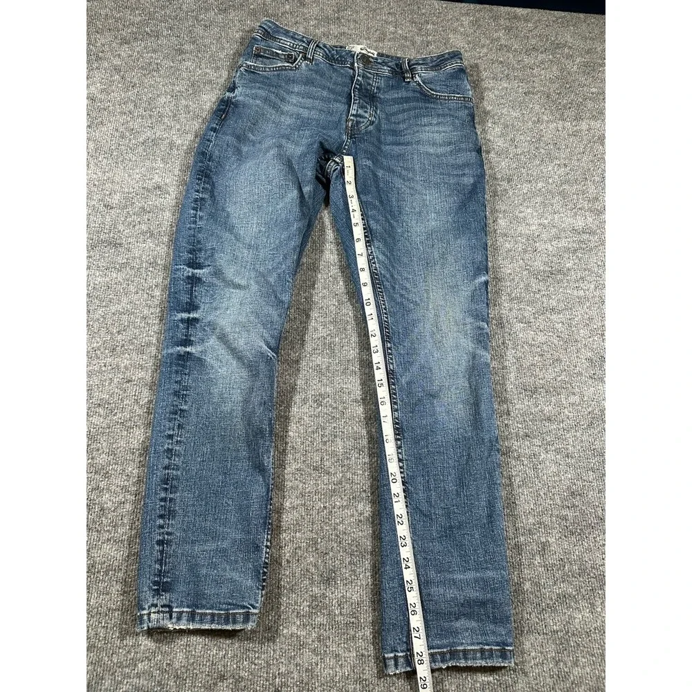 The Stronghold Los Angeles Men's Relaxed Tapered Denim Blue Jeans 30x29 Measured